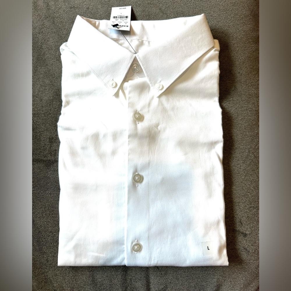 Mens white 1MX Express Dress shirt size L NWT